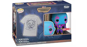 Funko Pop! Marvel Studios Guardians of the Galaxy Volume 3 Blacklight Drax with Tee Target Exclusive Bundle