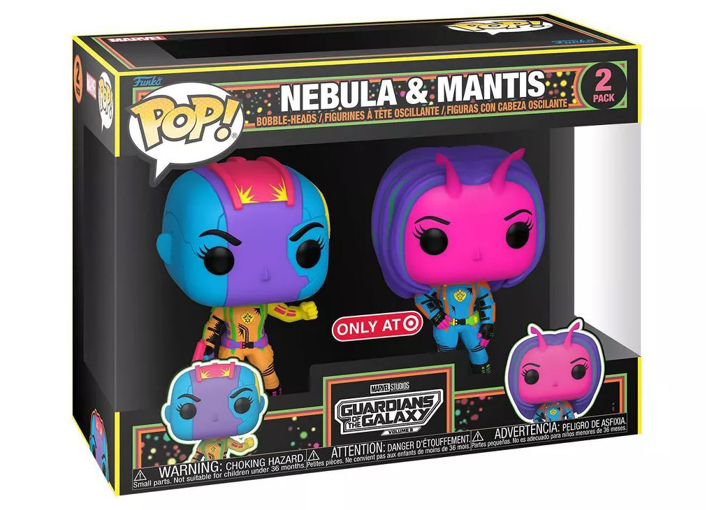 Funko Pop! Marvel Studios Guardians of the Galaxy Volume 3 Blacklight  Nebula & Mantis Target Exclusive Figure 2-Pack
