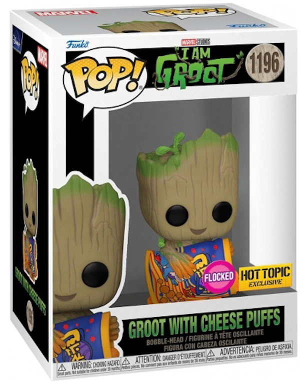 Funko Pop! Marvel Studios I Am Groot: Groot with Cheese Puffs Flocked ...