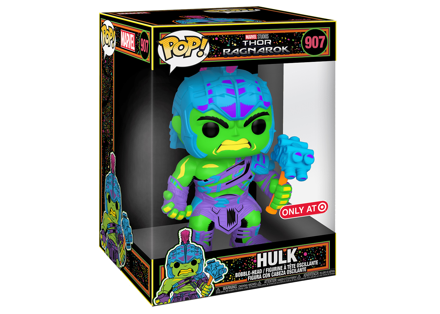 Funko Pop! Jumbo Marvel Thor Ragnarok #907 Hulk Black Light Target Exclusive