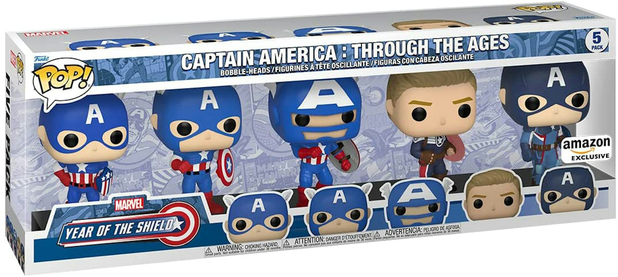 Poesía Cenar Horror Funko Pop! Marvel Year Of The Shield Captain America: Through The Ages  Amazon Exclusive 5-Pack - FW21 - US