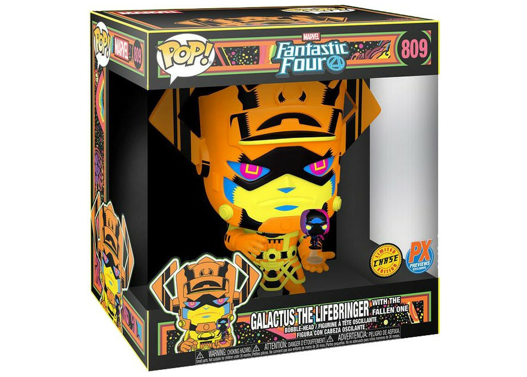 Funko Pop! Marvel Fantastic Four Black Light Galactus The Lifebringer With  The Fallen One Previews Exclusive Chase Edition 10 Inch Figure #809