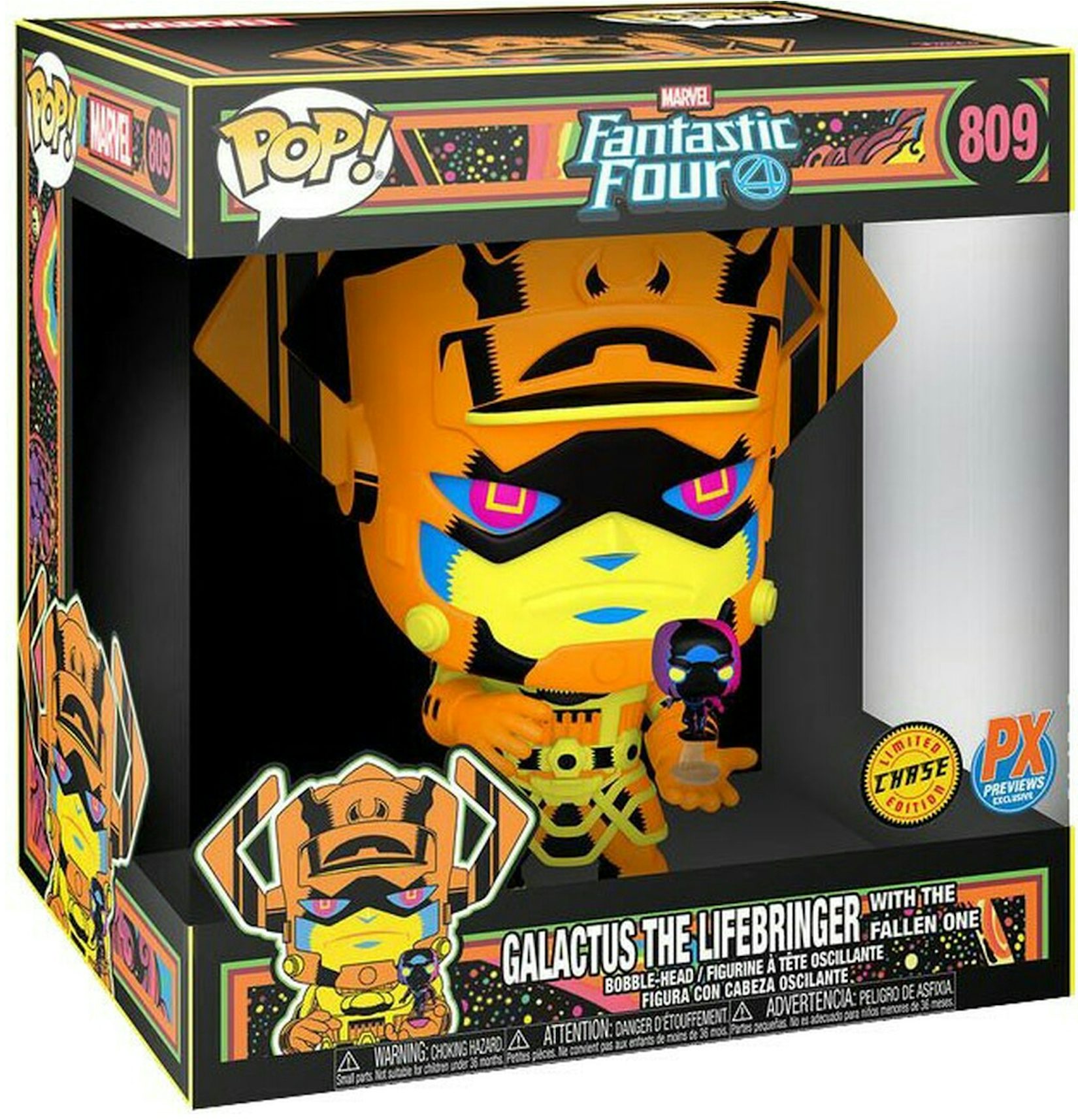 Funko Pop! Marvel Fantastic Four Black Light Galactus The Lifebringer With  The Fallen One Previews Exclusive Chase Edition 10 Inch Figure #809 - FW21  - US