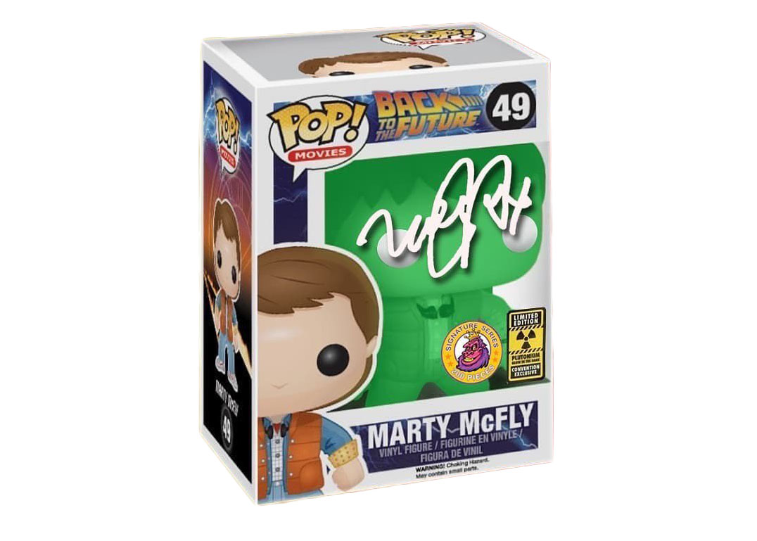 Funko Pop! Movies Back To The Future Marty McFly Plutonium Glow Signed By  Michael J. Fox LE 200 Figure #49