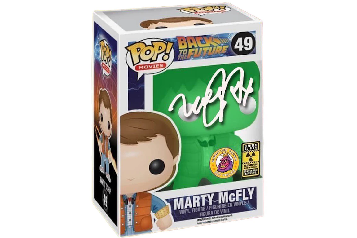 Funko Pop! Movies Back To The Future Marty McFly Plutonium Glow Signed By Michael J. Fox LE 200 Figure #49
