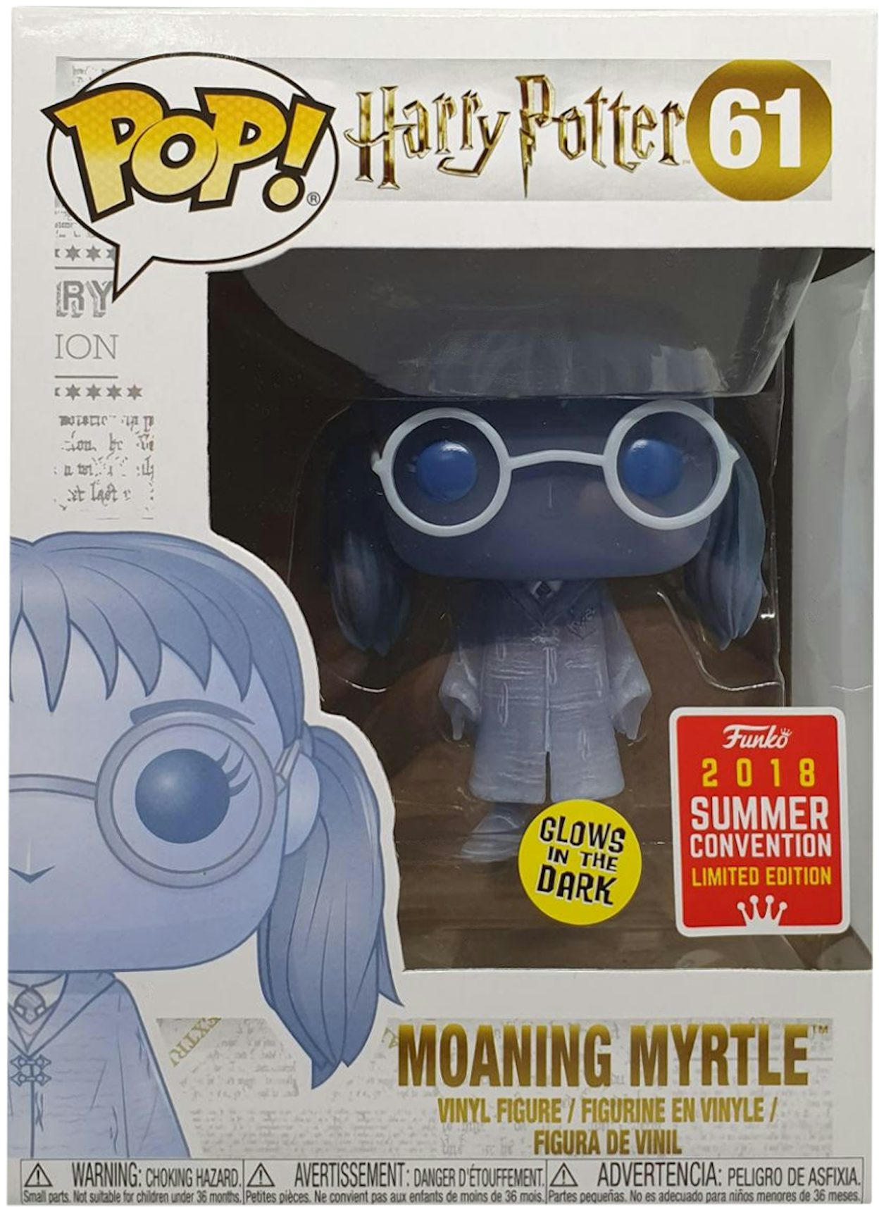 Funko Pop! Movies Harry Potter Moaning Myrtle (Glow) Summer Convention  Exclusive Figure #61 - US