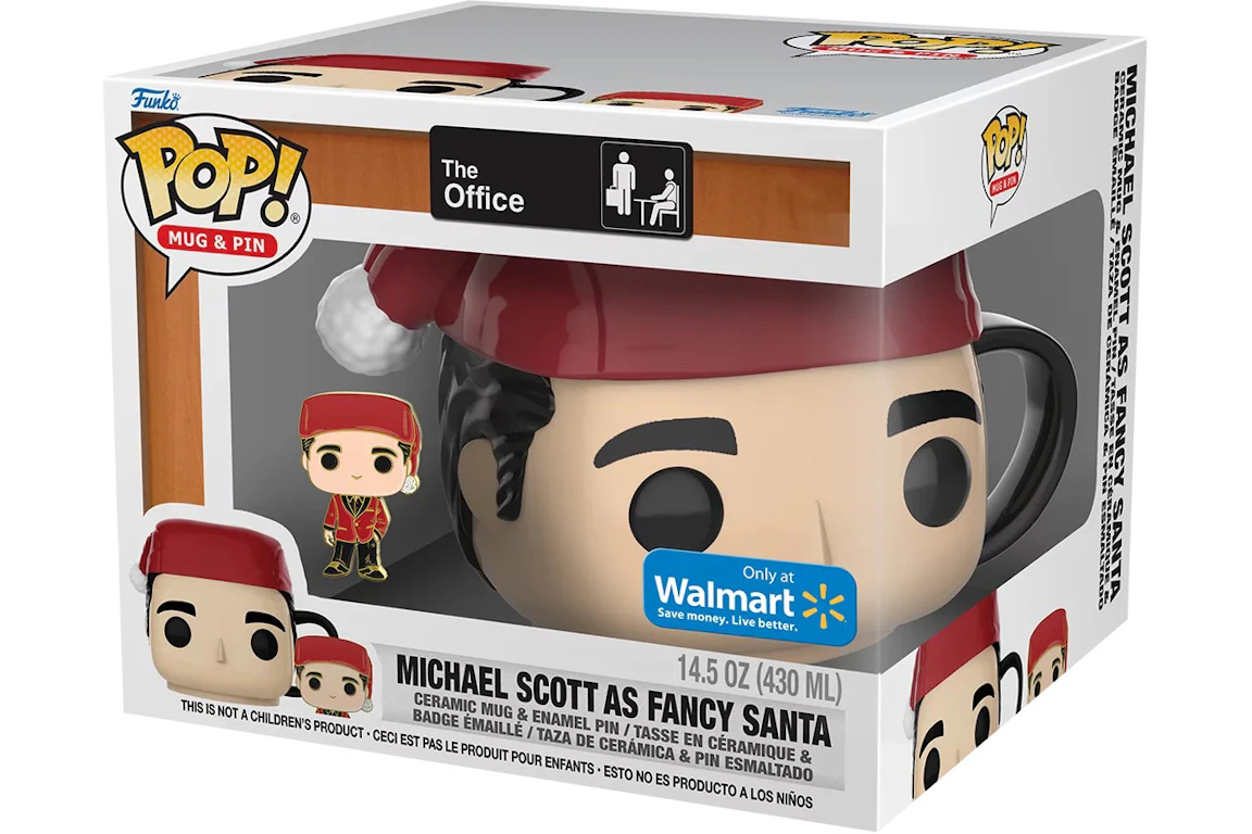 Funko Pop! Mug & Pin The Office Michael Scott as Fancy Santa Walmart Exclusive Set
