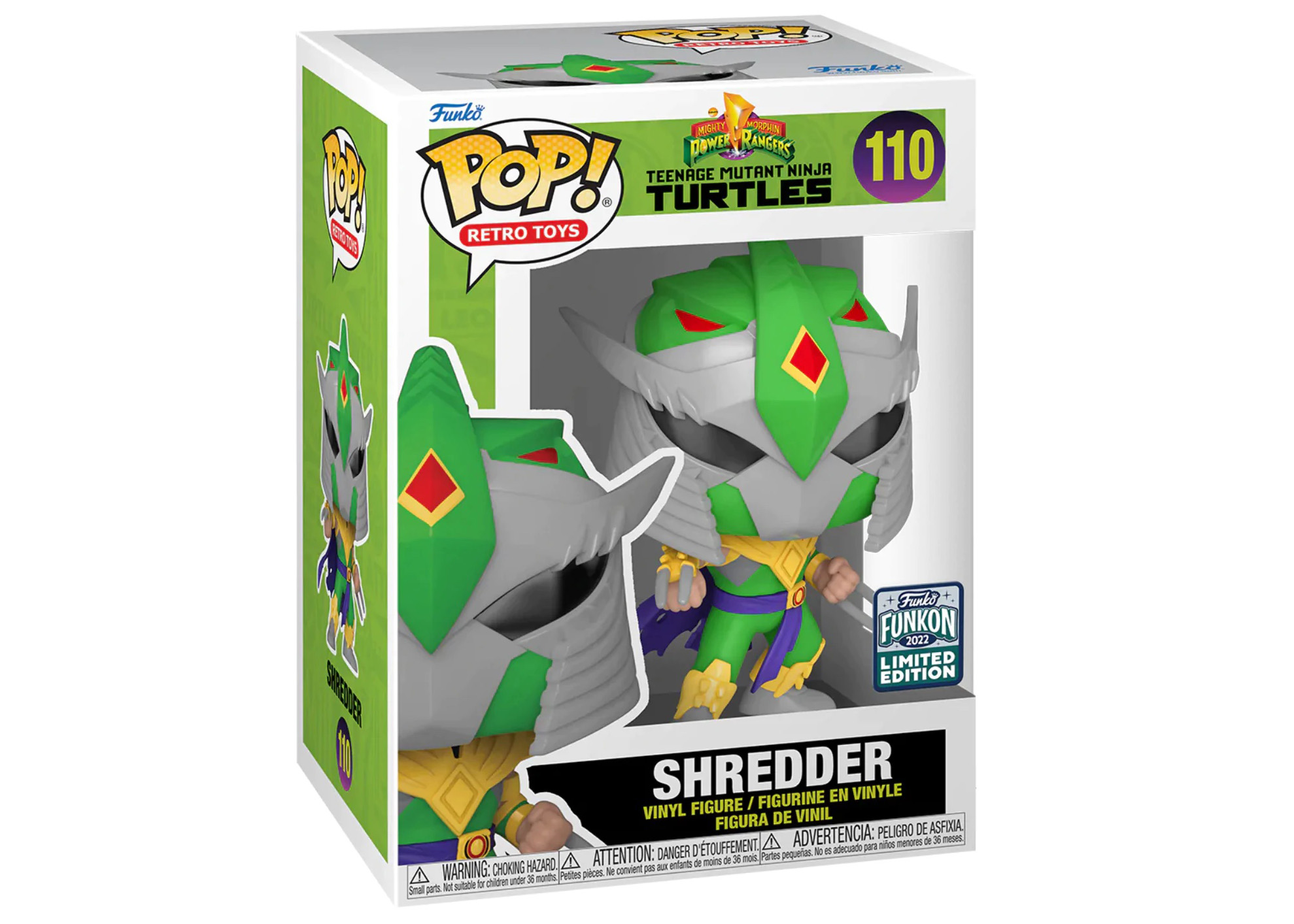 Funko Pop! Retro Toys Power Rangers x Teenage Mutant Ninja Turtles Shredder  2022 Funkon Exclusive Figure #110
