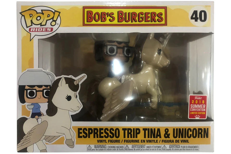 Funko Pop! Rides Bob's Burgers Espresso Trip Tina & Unicorn Summer Convention Figure #40