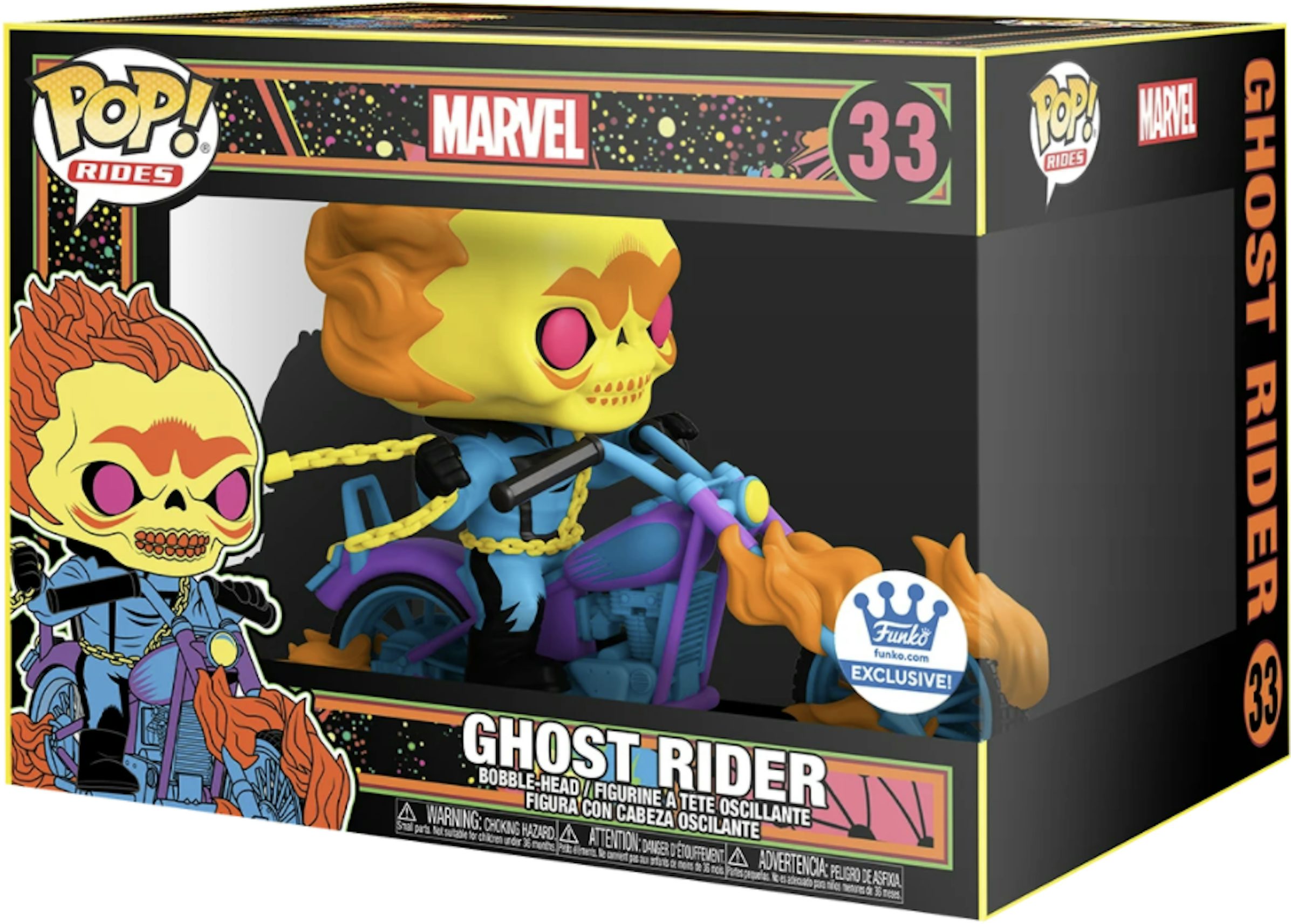 Funko Pop! Rides Marvel Ghost Rider (Black Light) Funko Exclusive Figure  #33 - SS21 - US