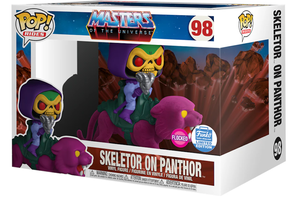 Funko Pop! Rides Masters of the Universe Skeletor on Panthor (Flocked) Funko Shop Exclusive Figure #98