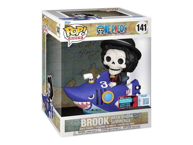 Funko Pop! Rides One Piece Brook con la statuetta Shark Submerge Fall Convention in edizione limitata #141