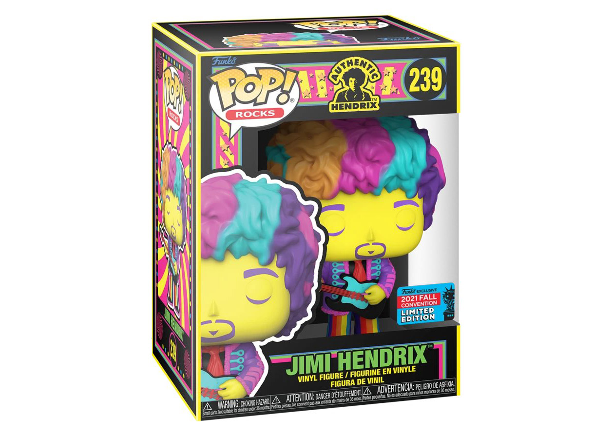 Funko Pop! Rocks Authentic Hendrix Blacklight Jimi Hendrix 2021 Fall  Convention Exclusive Figure #239