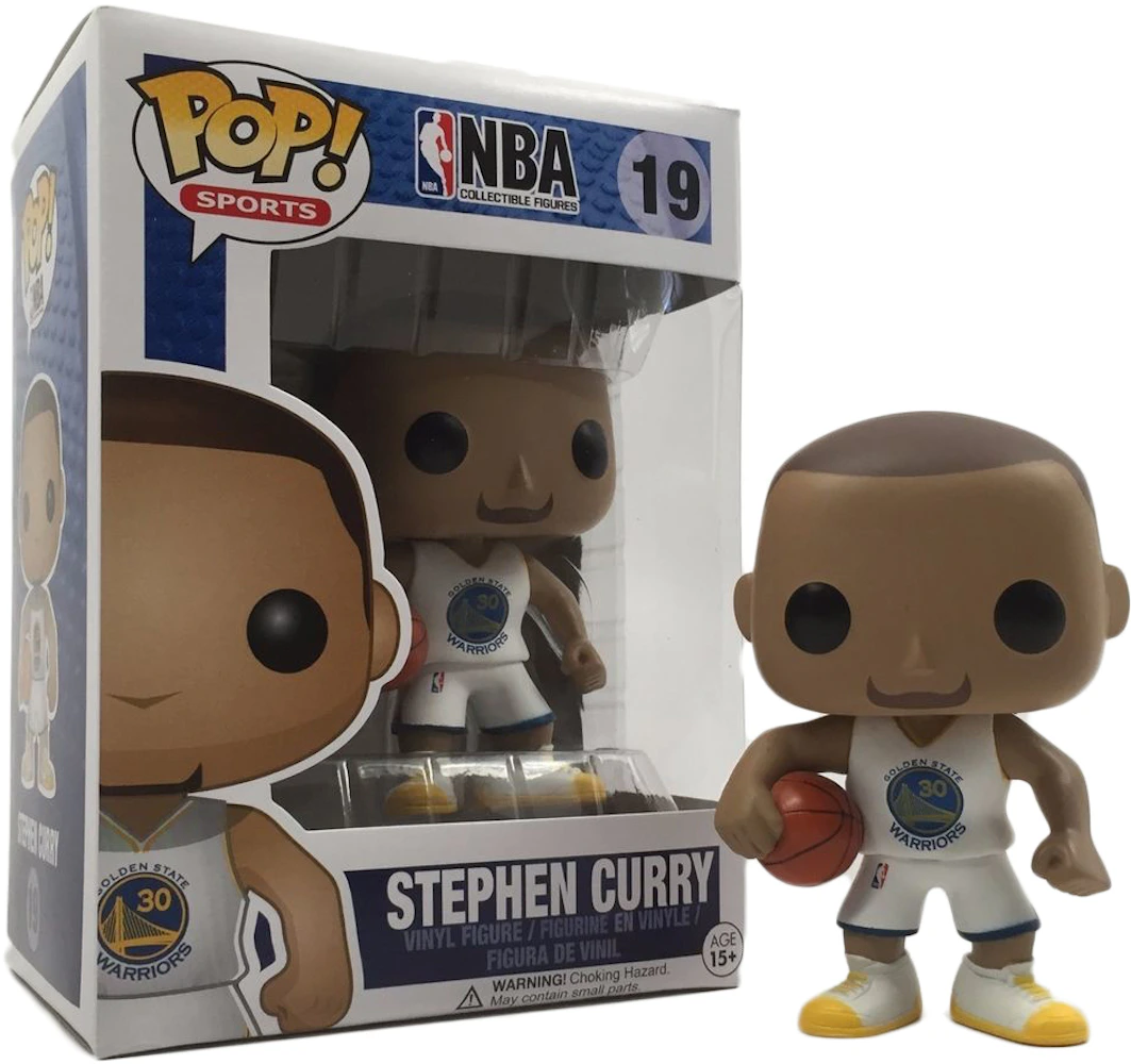 Figurine Pop NBA #19 pas cher : Stephen Curry - Golden State Warriors -  Maillot Blanc