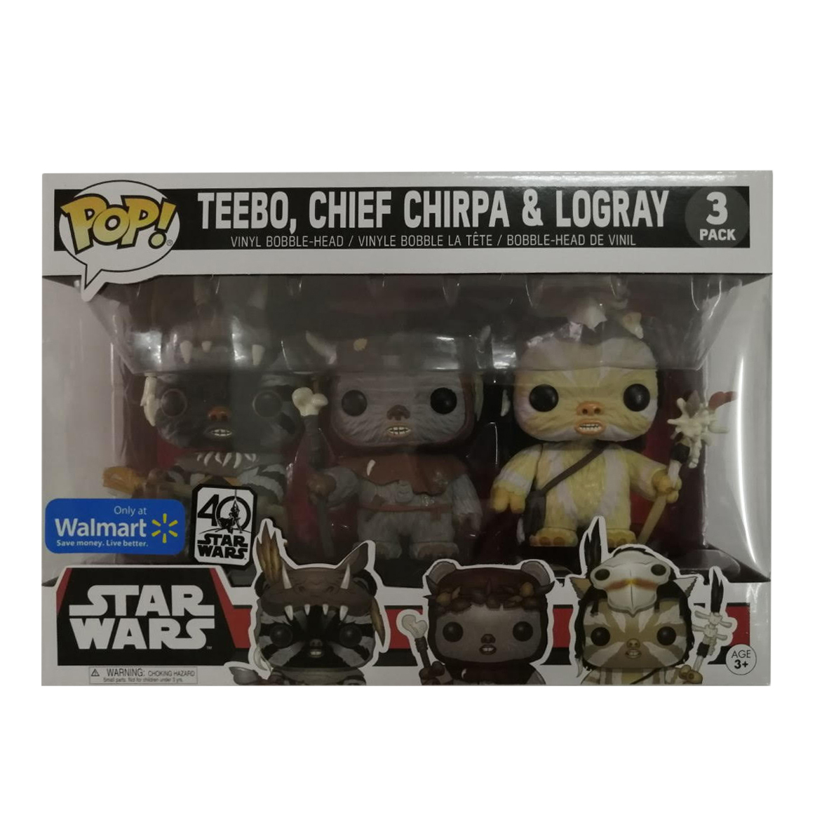 Chief Chirpa & Logray Walmart Ewok 3 Pack New Funko Pop Star Wars Teebo 