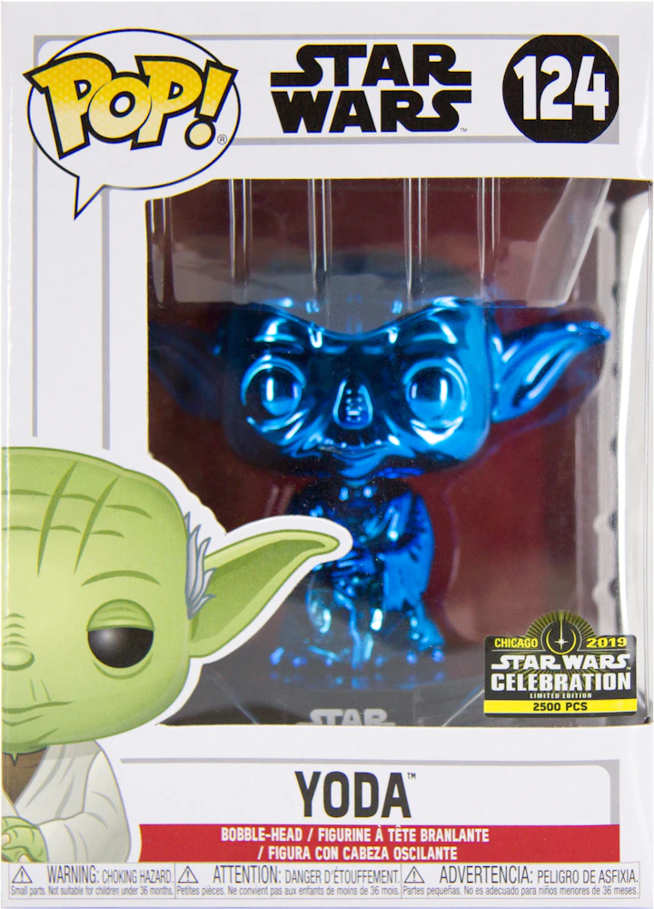 Funko Pop! Star Wars Yoda (Blue Chrome) Star Wars Celebration Exclusive  Bobble-Head Figure #124 - US
