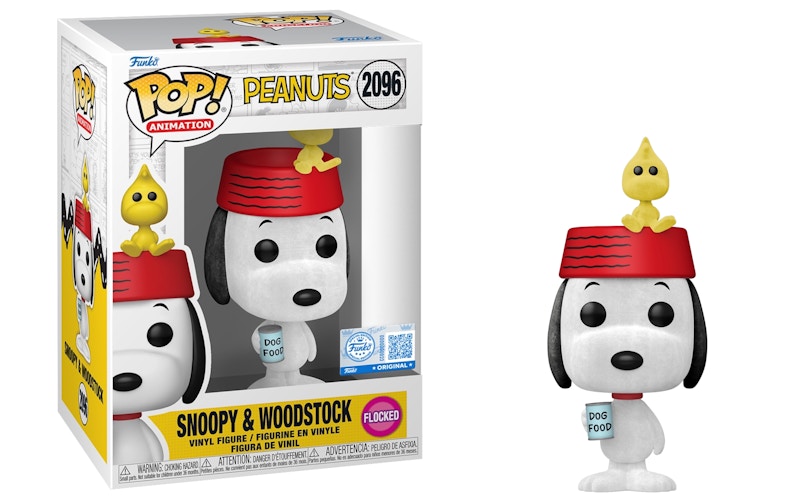 Funko Pop! Television: Peanuts Snoopy & Woodstock (Flocked)(Entertainment Earth/Sticker) Figure #2096