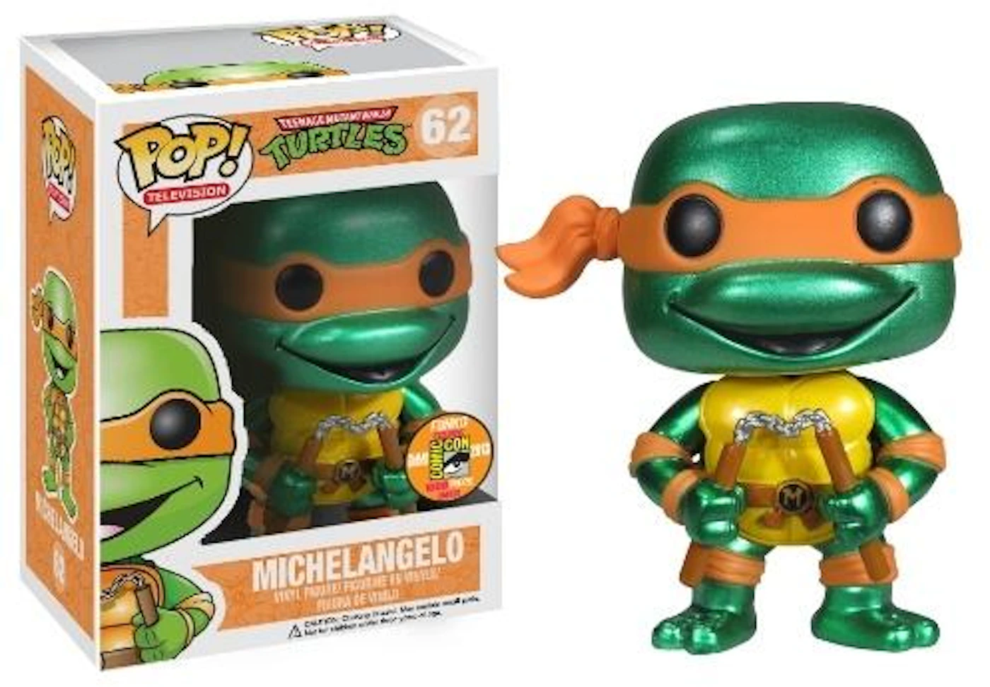 Funko Pop! Television Teenage Mutant Ninja Turtles Michelangelo(Metallic)  SDCC Figure #62 - IT