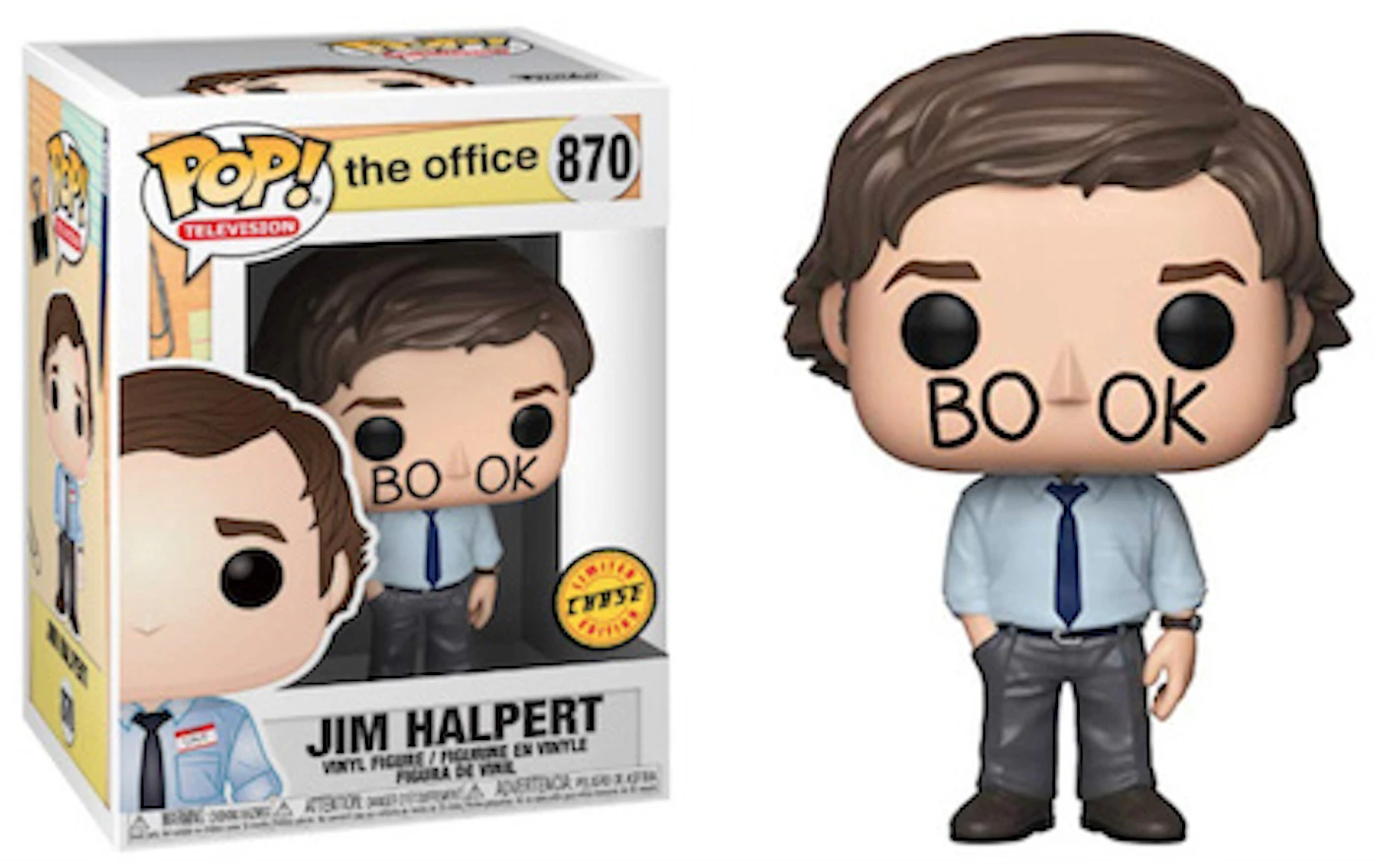 Funko Pop! Television The Office Jim Halpert Book Face Chase Exclusive  Figure #870 - FR