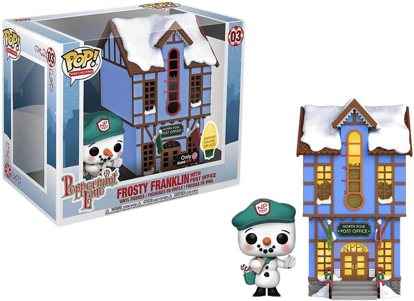 Funko Pop! Town Christmas Peppermint Lane Frosty Franklin with Post Office  (Light Up) GameStop Exclusive Figure #03 - US