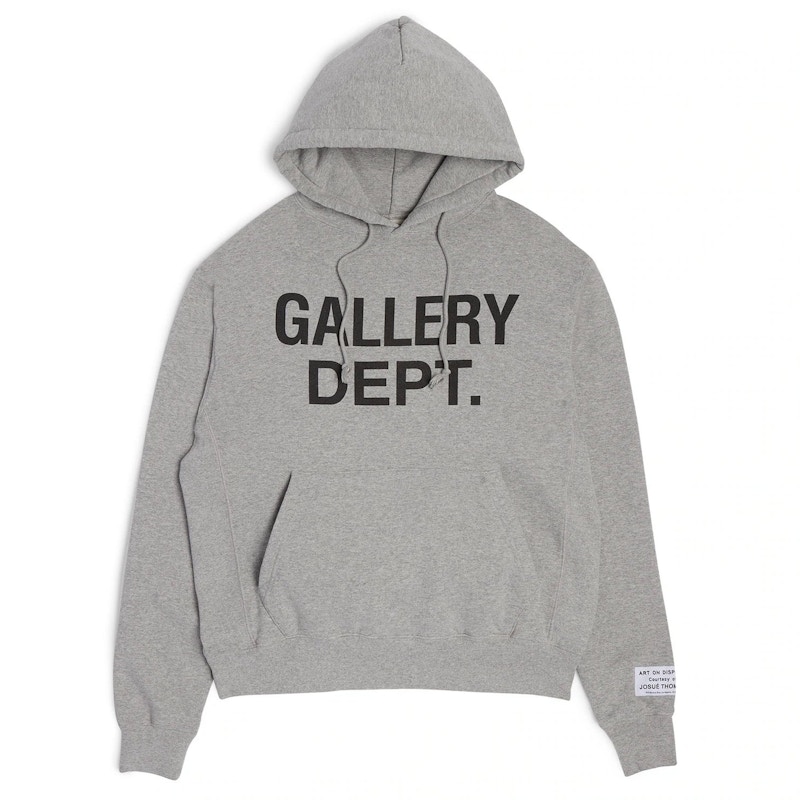 Gallery Dept. Centered Logo Hoodie Heather Grey/Black Men's - US