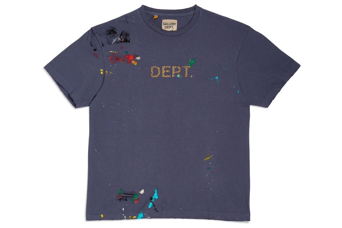 Pre-owned Gallery Dept. Dept Logo Hand Painted T-shirt Navy