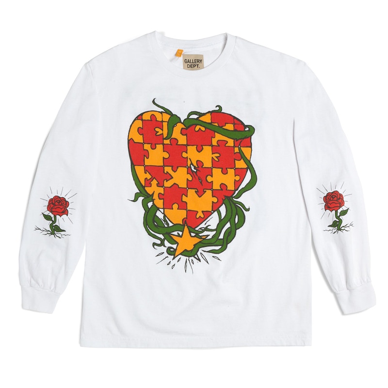 Gallery Dept. Puzzle Heart L/S Tee White Men's - FW21 - US