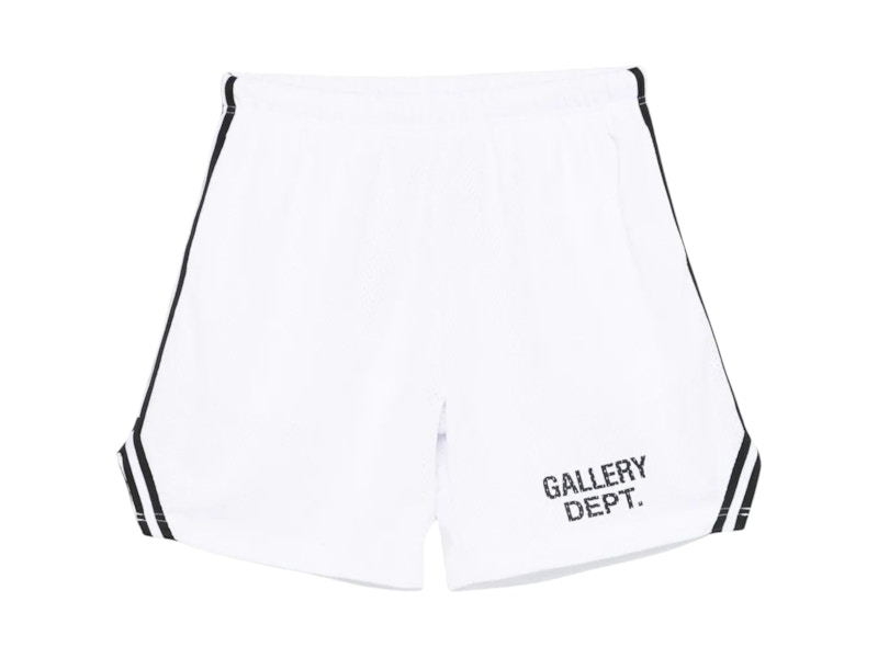 Pre-owned Gallery Dept. Men's Venice Court Shorts In White W/blck