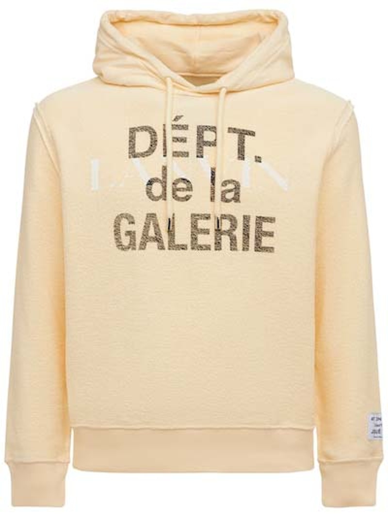 Gallery Dept. x Lanvin Logo Washed Cotton Relaxed Hoodie Beige