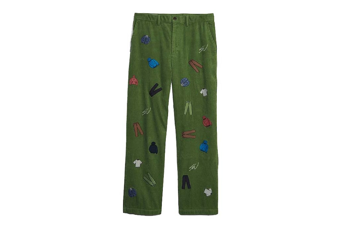 Pre-owned Gap Re-issue × Sean Wotherspoon Embroidered Corduroy Relaxed Pants With Washwell Bright Pesto