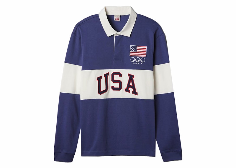 Gap Team USA Rugby Polo Shirt Off White Stripe Men's - SS24 - US