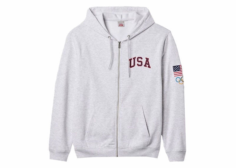 Gap Team USA Zip Hoodie Pale Heather Grey Men s SS24 US