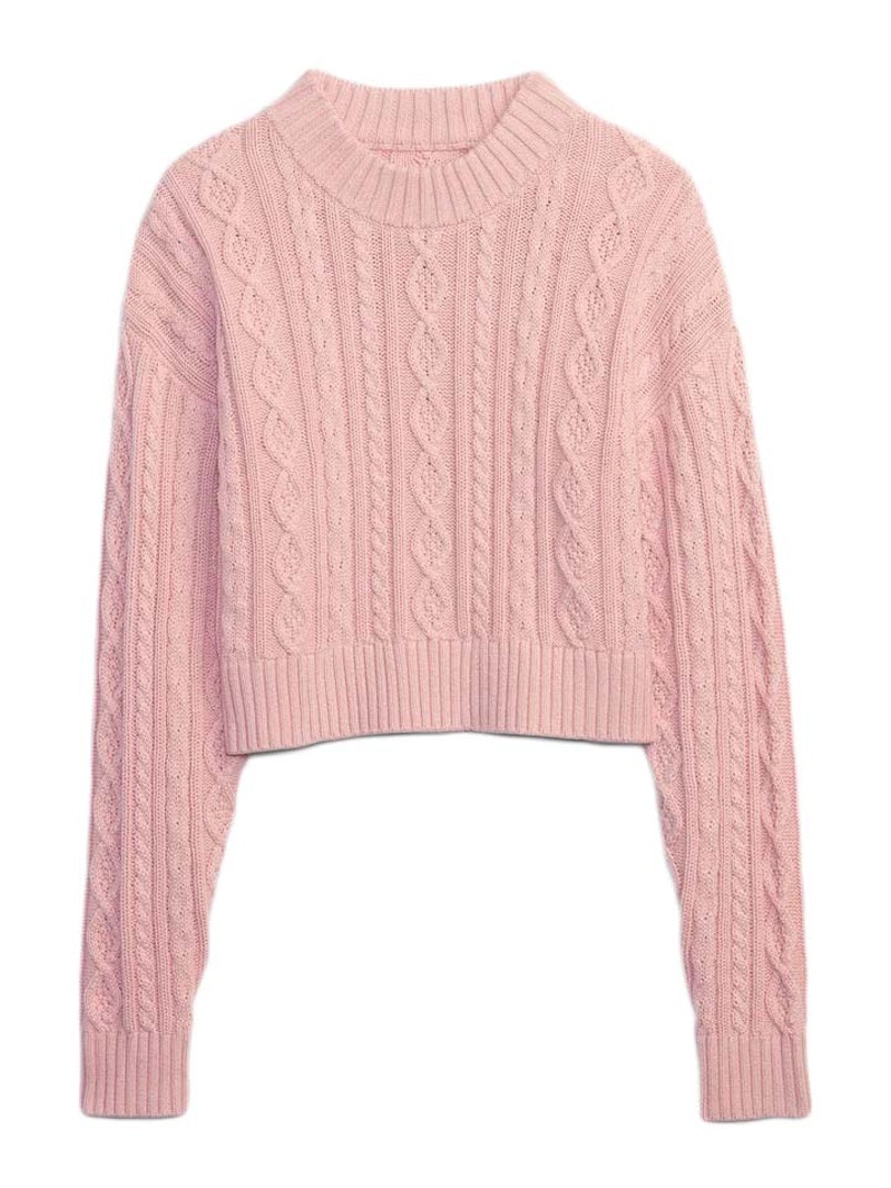 Gap x LoveShackFancy Cable-Knit Cropped Sweater Pink - FW23 - US