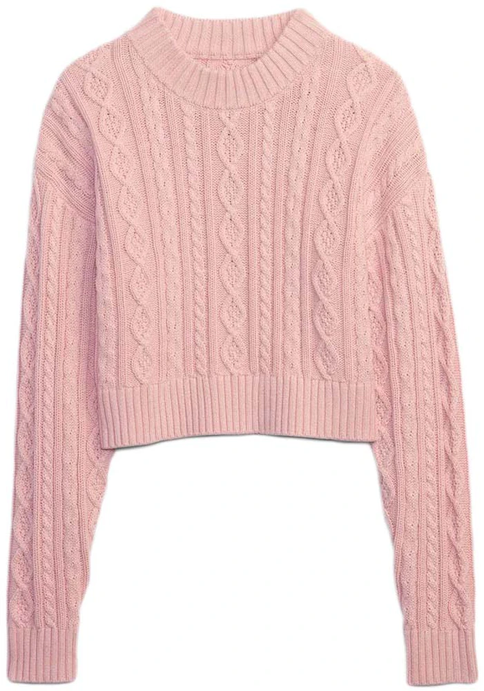 Gap x LoveShackFancy Cable-Knit Cropped Sweater Pink - FW23 - US