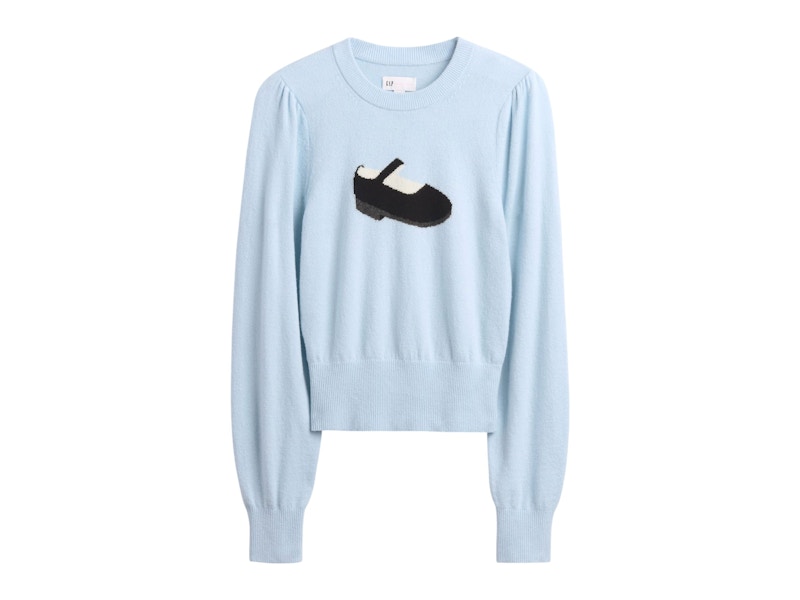 Pre-owned Gap X Sandy Liang Women's Cashsoft Crop Sweater In Harbour Blue