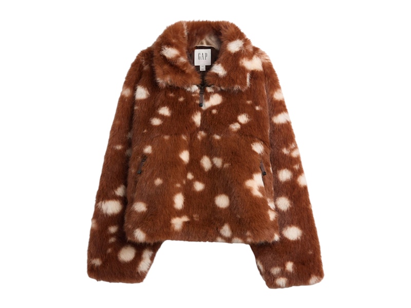 GAP×Sandy Liang ヴィーガンファーのハーフジッププルオーバー Gap x Sandy Liang Women's Spotted Vegan Fur Half-Zip