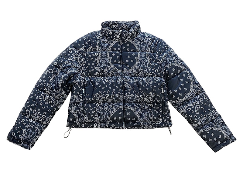 Men's Puffer With Borg Bandana Back Print | Boohoo UK