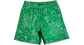 Garment Workshop Cotton Bandana Paisley Summer Shorts Emerald Green