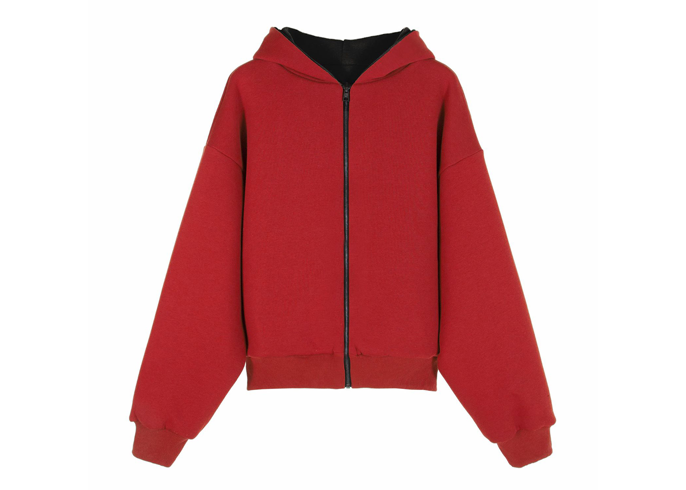 Garment Workshop Double Layered Bicolor Zip Hoodie Red/Black Men's