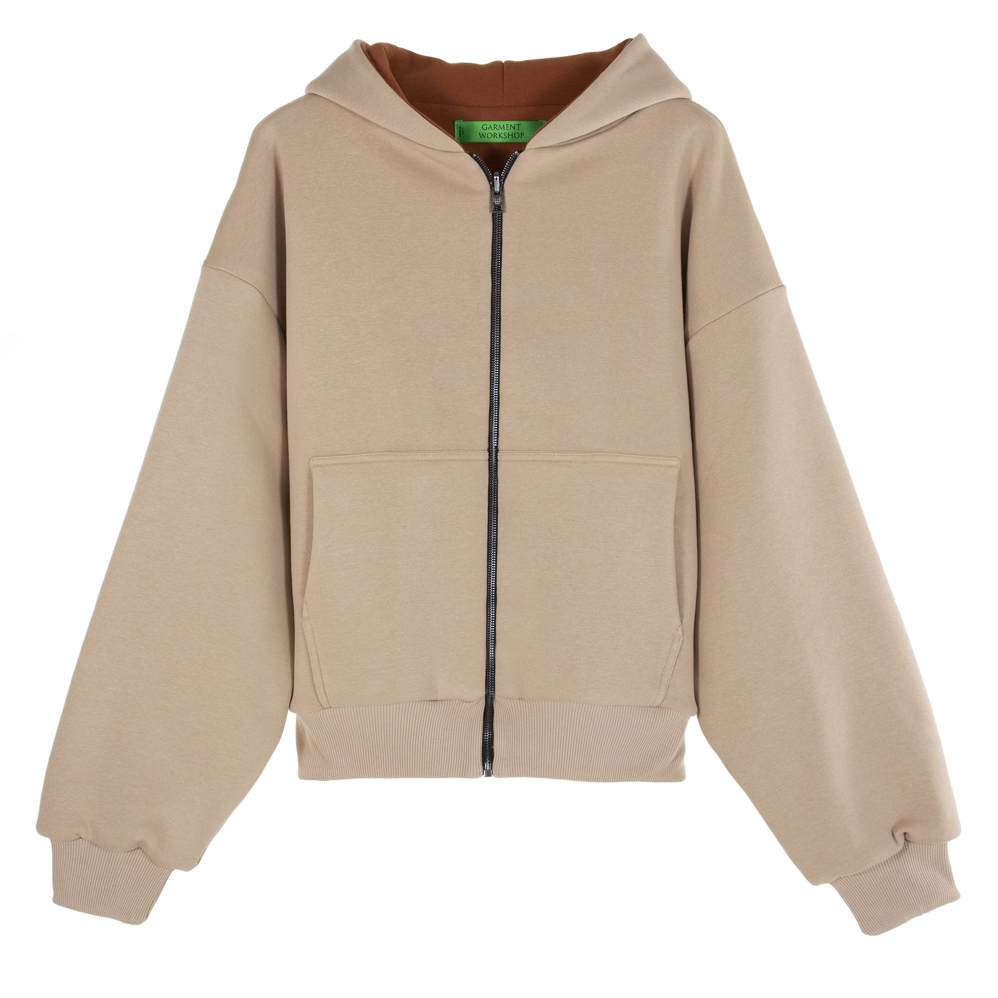 Garment Workshop Zipped Reversible Bicolor Hoodie Sand/Rust Brown - US