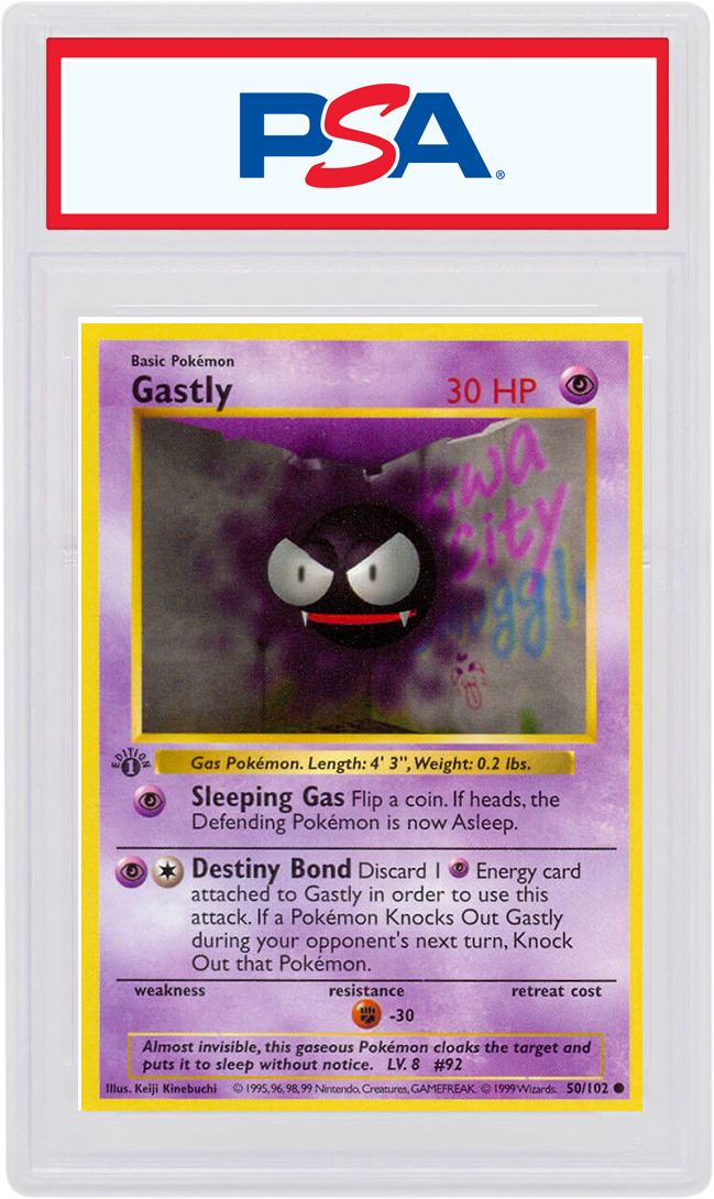 Gastly Base Set 1999 Unlimited Print VG 50/102 Pokemon Card. 