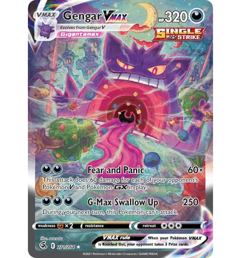Gengar Vmax 2021 Pokmon Scarlet & Violet Fusion Strike Ultra Rare Vmax 271/264 Ungraded - 2021 - US Gengar Vmax 2021 Pokmon Scarlet & Violet Fusion Strike Ultra Rare Vmax 271/264 Ungraded - 2021 - US