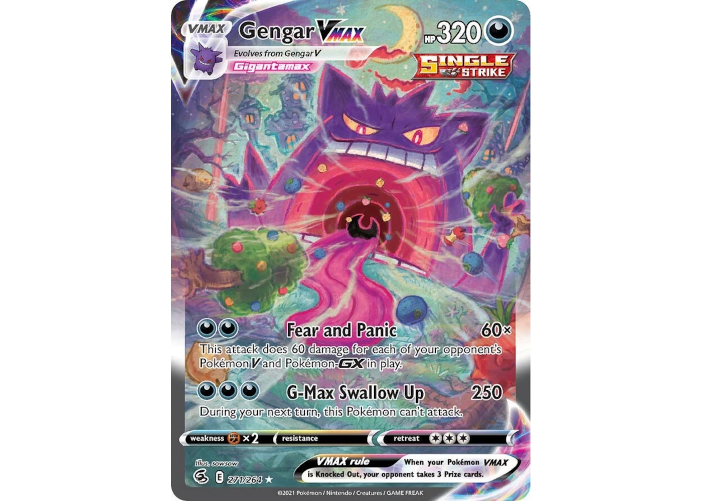 Gengar Vmax 2021 Pokmon Scarlet & Violet Fusion Strike Ultra Rare Vmax 271/264 Ungraded - 2021 - US Gengar Vmax 2021 Pokmon Scarlet & Violet Fusion Strike Ultra Rare Vmax 271/264 Ungraded - 2021 - US