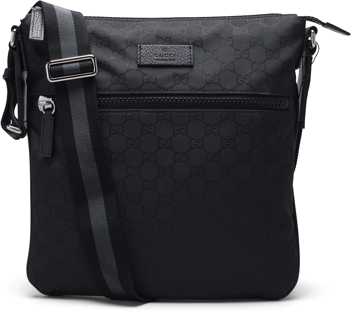 Gucci GG Monogram Nylon Small Messenger Bag Black