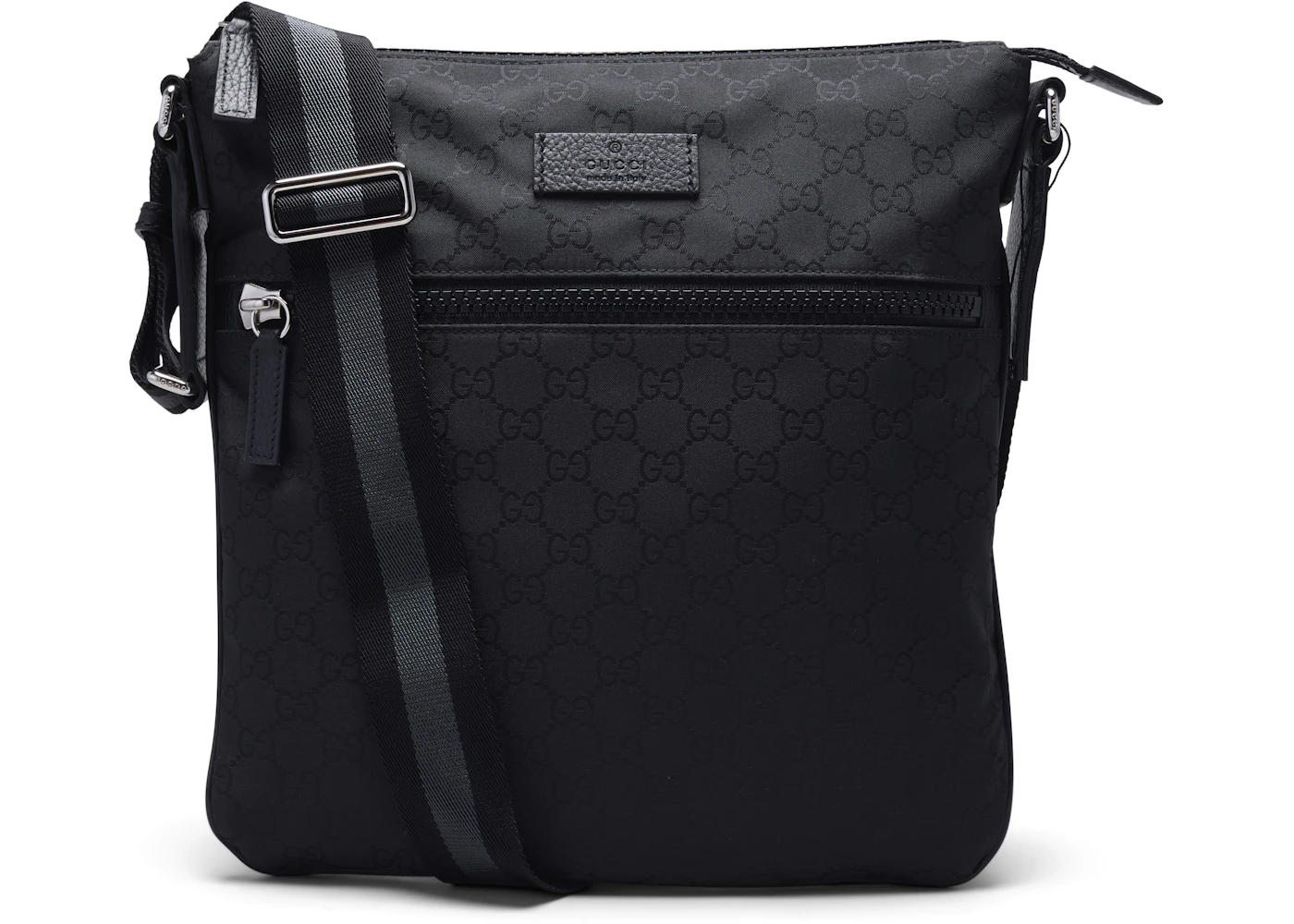 Gucci GG Messenger Bag Small Guccissima Black in Nylon with Silver-tone ...