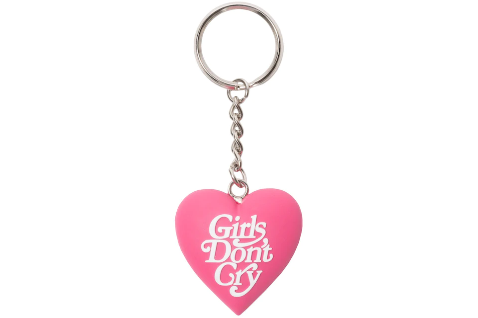 Girls Don't Cry Heart Keychain Pink