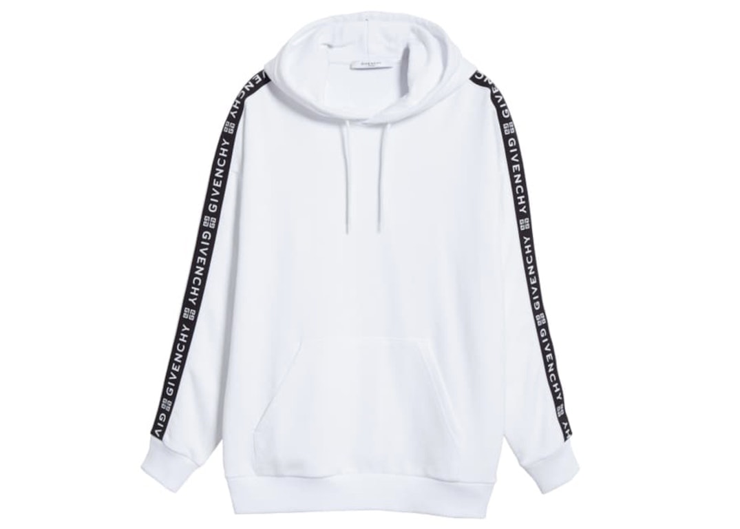 Pre-owned Givenchy 4g Branded Logo Tape Hoodie White