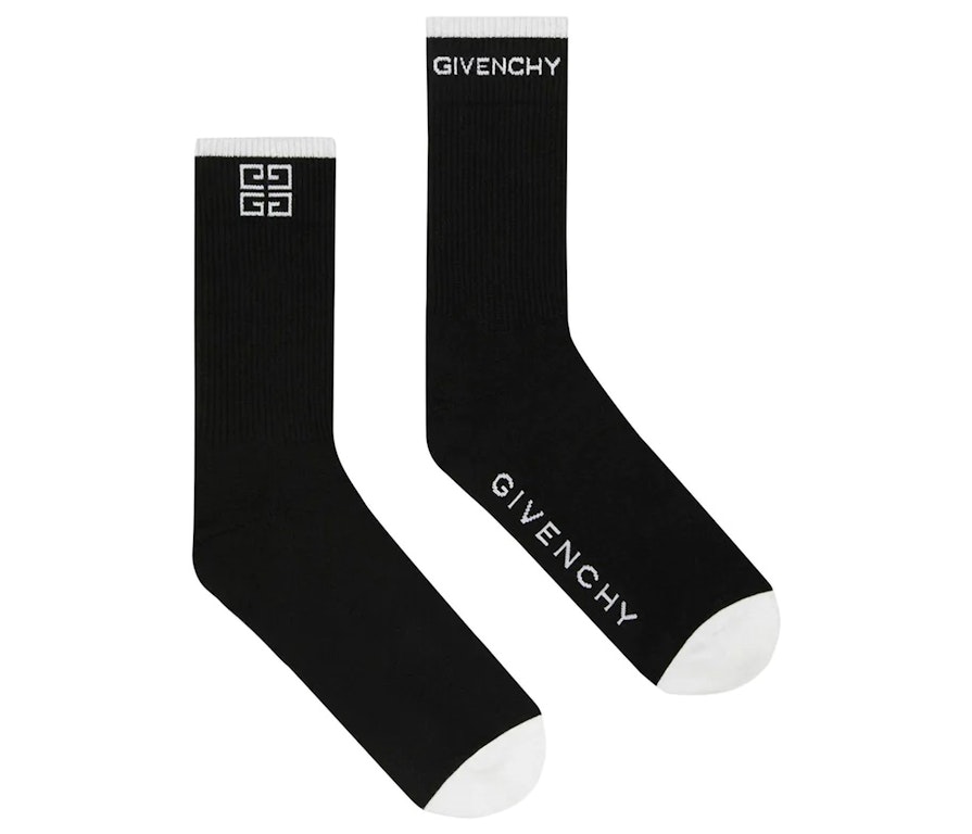 Pre-owned Givenchy 4g Logo Socks Black White