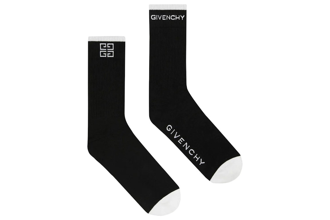 Pre-owned Givenchy 4g Logo Socks Black White