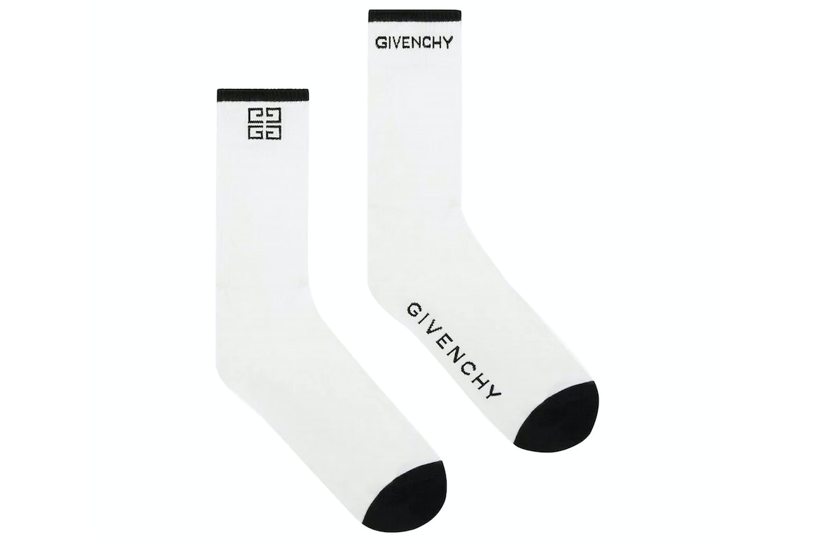 Pre-owned Givenchy 4g Logo Socks White Black